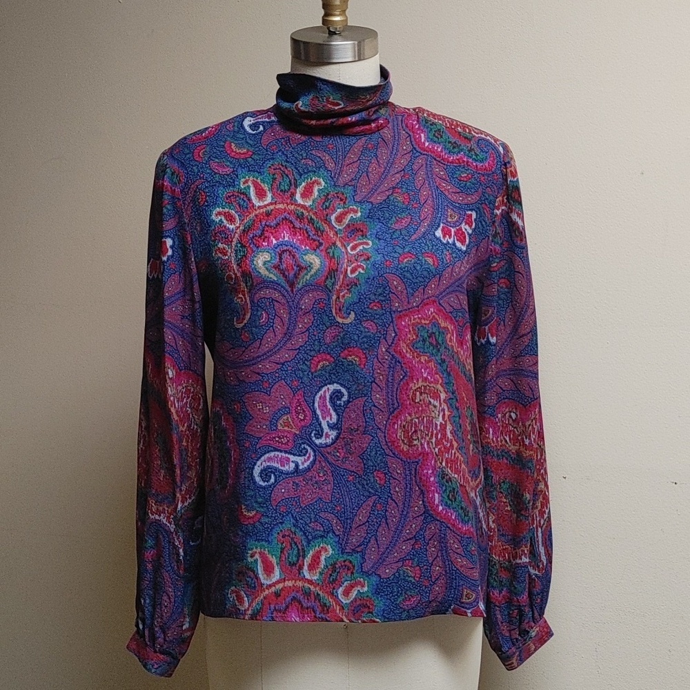 VTG Carlisle Multicolor Paisley Silk Blouse Size 4/6